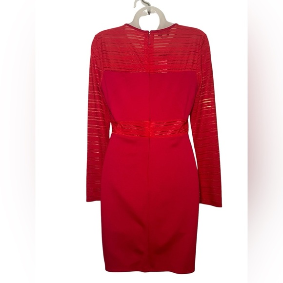 Bebe New NWT Red Long Sleeve Mesh Mini Dress Size Large - Picture 5 of 8